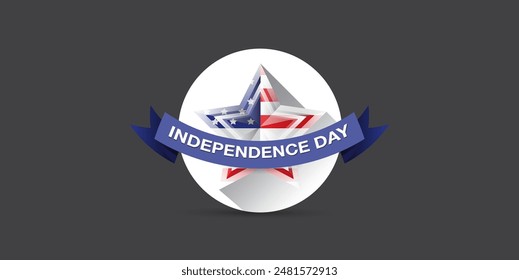 Independence Day USA Banner, background and Greeting Card with Star with usa flag. 4th of July United States Independence Day Celebration Design Vector Illustration. Independence day poster template