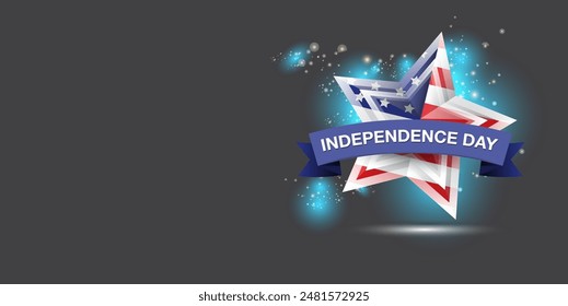 Independence Day USA Banner, background and Greeting Card with Star with usa flag. 4th of July United States Independence Day Celebration Design Vector Illustration. Independence day poster template