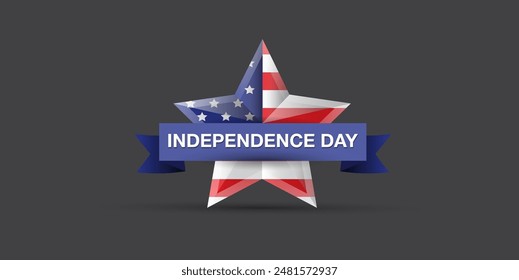 Independence Day USA Banner, background and Greeting Card with Star with usa flag. 4th of July United States Independence Day Celebration Design Vector Illustration. Independence day poster template