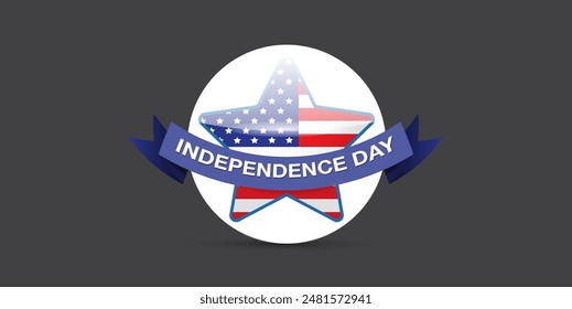 Independence Day USA Banner, background and Greeting Card with Star with usa flag. 4th of July United States Independence Day Celebration Design Vector Illustration. Independence day poster template