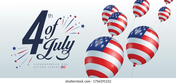 Independence day USA banner template american balloons flag decor.4th of July celebration poster template.fourth of july vector illustration .