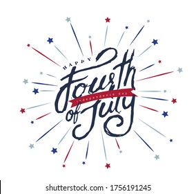 Independence day USA banner template .4th of July celebration poster template.fourth of july calligraphy vector illustration .