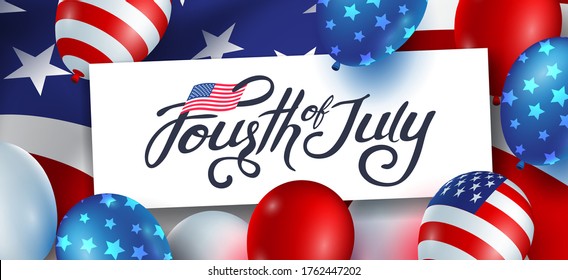 Independence day USA banner template gradient background.4th of July celebration poster template.fourth of july.