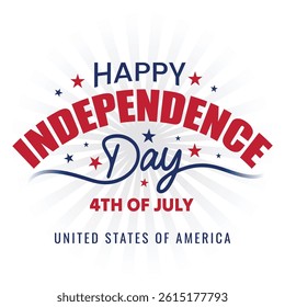 Independence Day USA banner template greeting card on white background. 4th of July celebration poster flyer. fourth of July typography and calligraphy vector illustration.