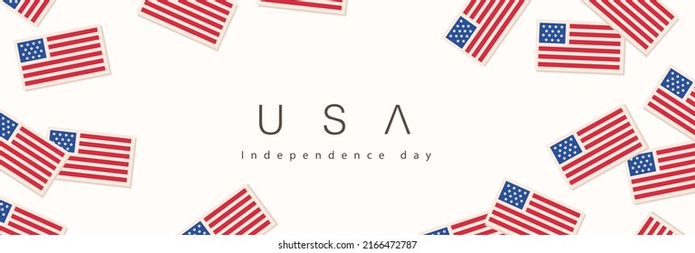 Independence day USA celebration banner background with United States of America minimal flag
