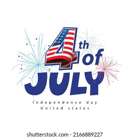 Independence day USA celebration banner background with fourth of july calligraphy and firework