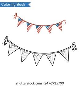 Independence Day USA coloring page. Coloring activity for children. Educational printable coloring worksheet for kids. 