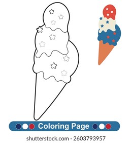 Independence Day USA coloring page. Coloring page for children. Color worksheet activity. Education about color. Education for preschool.