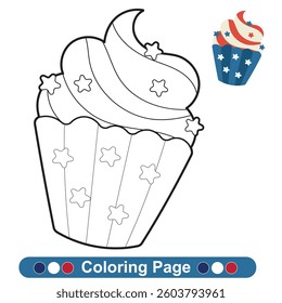 Independence Day USA coloring page. Coloring page for children. Color worksheet activity. Education about color. Education for preschool.
