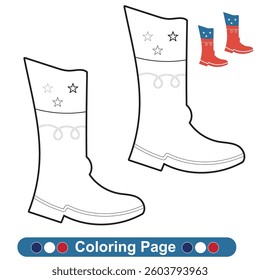Independence Day USA coloring page. Coloring page for children. Color worksheet activity. Education about color. Education for preschool.