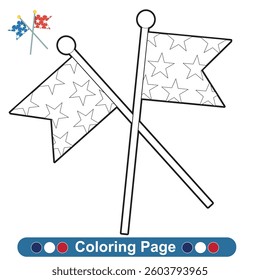 Independence Day USA coloring page. Coloring page for children. Color worksheet activity. Education about color. Education for preschool.