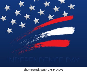 Independence day. USA flag with stars and red lines. Gradient poster. Greeting event. Anniversary of freedon. Modern design of independence holiday. Vector EPS 10