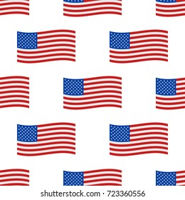 Independence day USA flags seamless pattern United States american symbol freedom national sign vector illustration