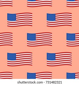 Independence day USA flags seamless pattern United States american symbol freedom national sign vector illustration