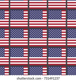 Independence day USA flags seamless pattern United States american symbol freedom national sign vector illustration