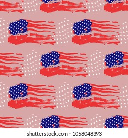 Independence day USA flags United States american symbol freedom national emblem seamless pattern background vector illustration