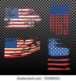 Independence day USA flags United States american symbol freedom national sign vector illustration