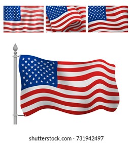 Independence day USA flags United States american symbol freedom national sign vector illustration