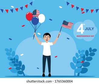 Independence Day Of USA flat illustration