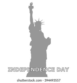 Independence day USA. Flat style, grey Colour.  Vector illustration. EPS 10