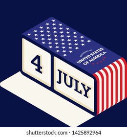 Independence day of USA. Forth of July concept poster background. Graphic design element template can be used for backdrop, brochure, leaflet, flyer, publication, vector illustration