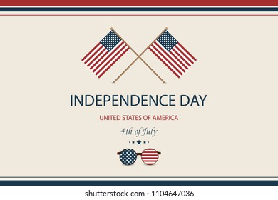 Independence day USA. Fourth of July. American patriotic vector illustration. Design Template background with American Flag for greeting cards, posters, flye, banner, leaflets, brochure.