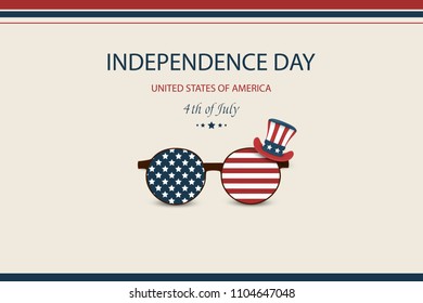 Independence day USA. Fourth of July. American patriotic illustration. Design Template background with Patriotic Uncle Sam Hat for greeting cards, posters, flye, banner, leaflets, brochure. Vector.