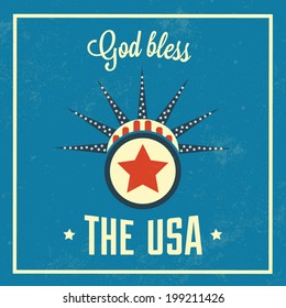 Independence Day USA / God Bless The USA / Typographic Vintage Illustration / Vector Illustration