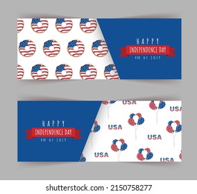 Independence Day of USA greeting banner. Holiday element for 4th of July celebration. National Freedom Day. Vector illustration in flat cartoon style.