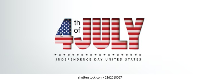 Independence day USA greeting banner with text paper cut Flag of the United States