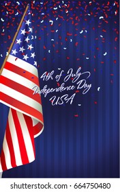 Independence Day USA, greeting card celebrate July 4th.