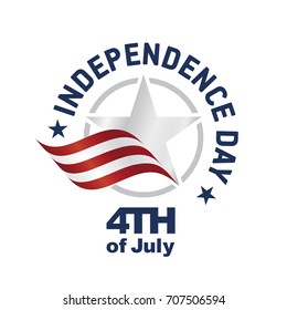 Independence Day USA logo star ribbon white background