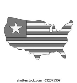 Independence day usa map icon in monochrome style isolated on white background vector illustration