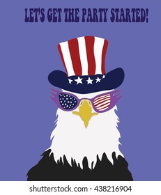 independence day, usa, postcard, funny eagle