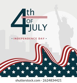 Independence Day of USA Poster. 4th of July. City silhouette