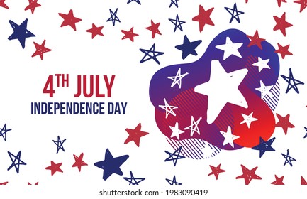 Independence Day USA. Presidents day. Hand drawn illustration. Stars grunge.	
