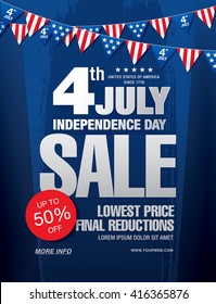 Independence day of the usa sale banner template design