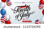 Independence day USA sale promotion banner template american balloons flag decor.4th of July celebration poster template.fourth of july voucher discount.Vector illustration .