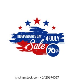 Independence day USA sale promotion banner template american with brush - vector