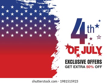 Independence day USA sale promotion banner template. USA Independence Day banner for sale, discount, advertisement, web etc
