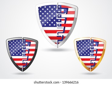 Independence day USA shield