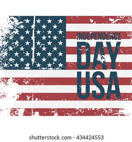 Independence Day USA Text on american Flag