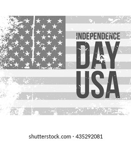Independence Day USA Text on grunge Flag. Vector Illustration