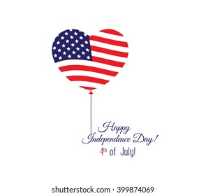 Independence day of the USA typographical background. Shining realistic balloons