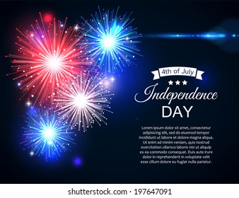  Independence day of the USA typographical banners. Shining balloons and place for text.