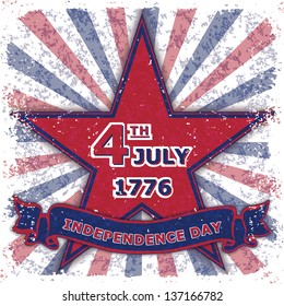 Independence day USA. Vintage card. Original colors American flag. Vector illustration EPS10