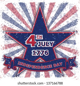 Independence day USA. Vintage card. Original colors American flag. Vector illustration EPS10