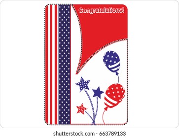 Independence Day in USA.Stylish american independence day design.Happy July Fourth. Vector.Holiday template for design banner,ticket, leaflet