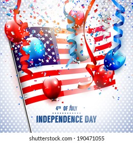 Independence day - vector background with american flag and balloons