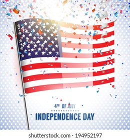 Independence day - vector background with american flag and confetti